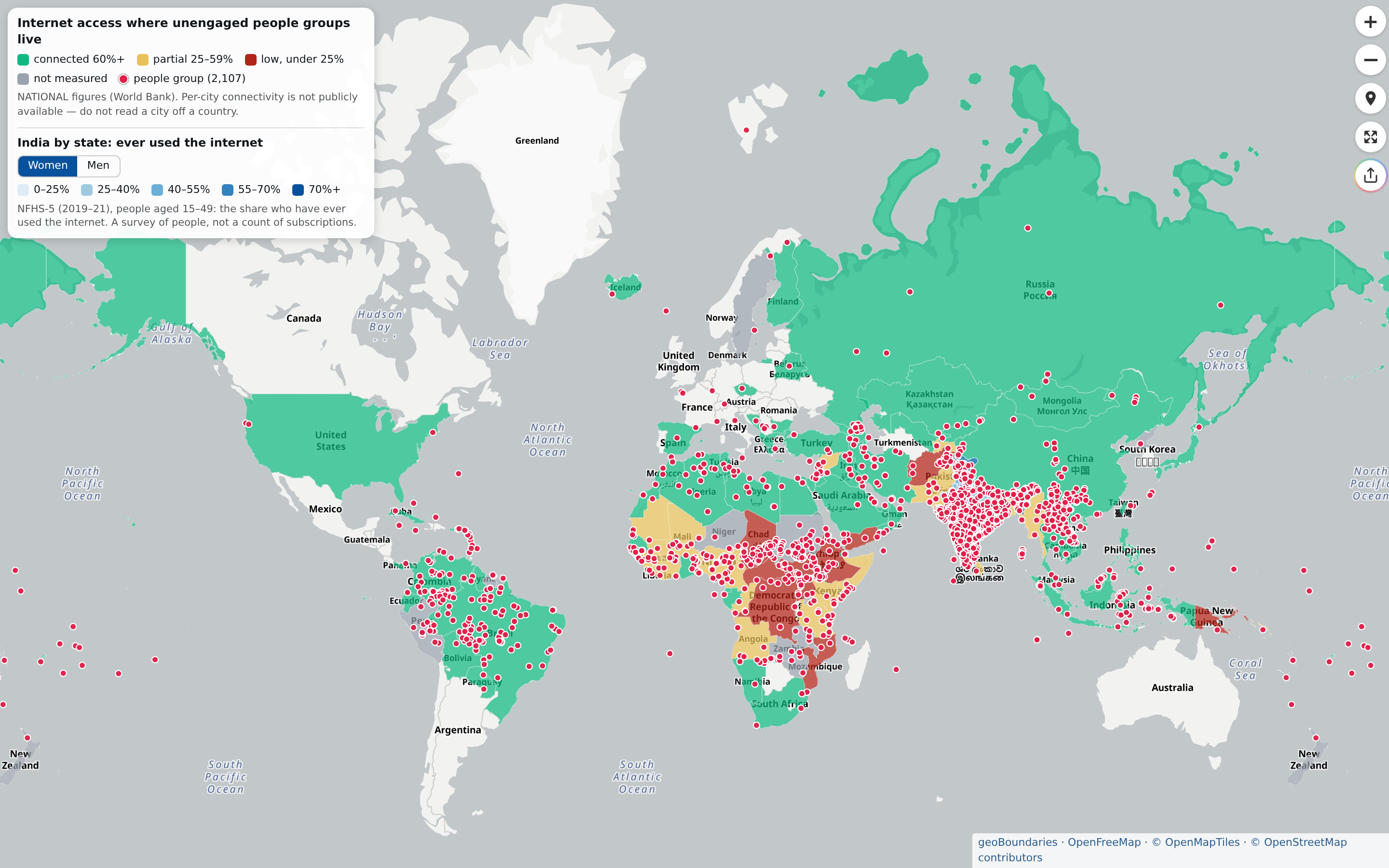 Cities with Internet