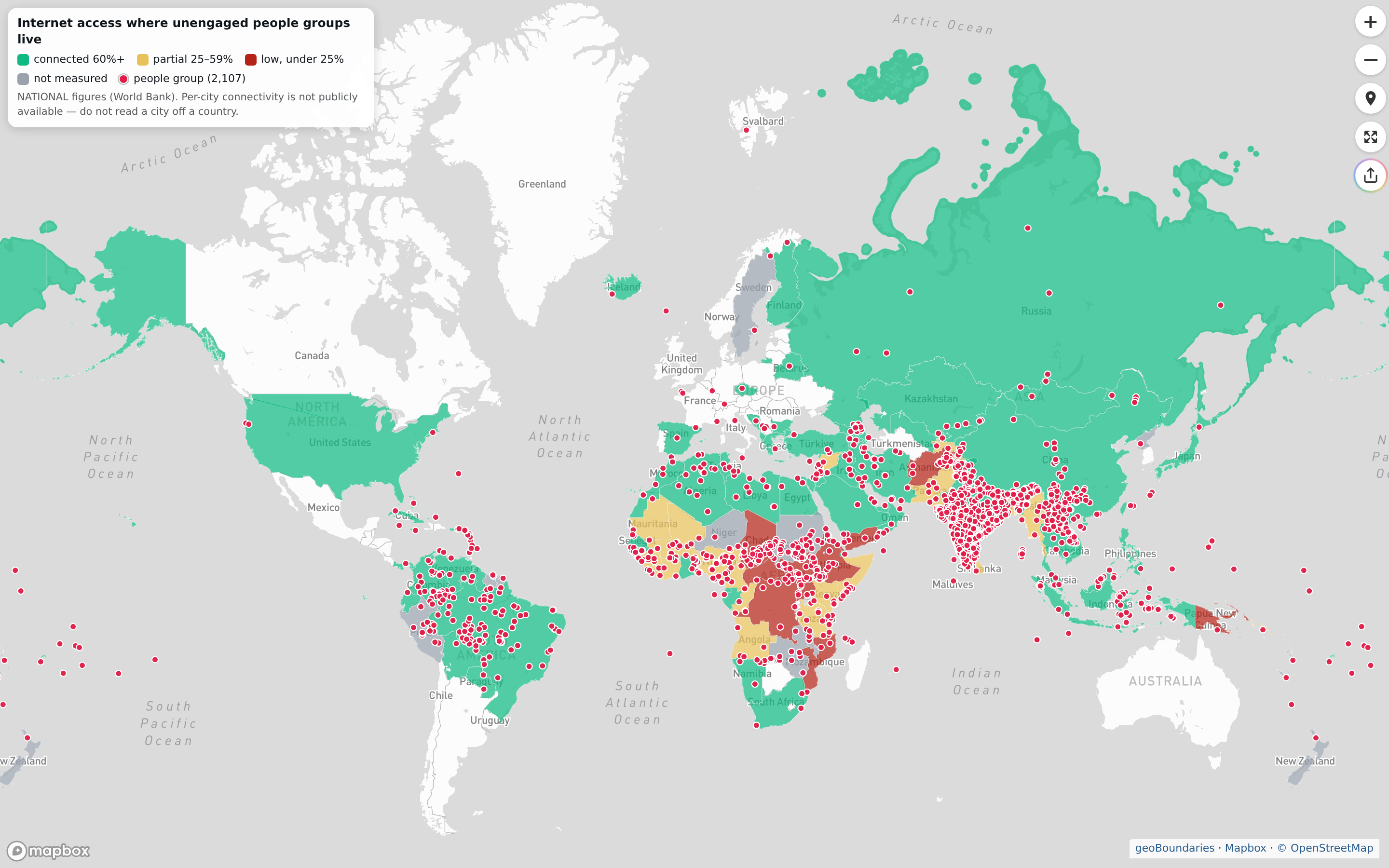 Cities with Internet